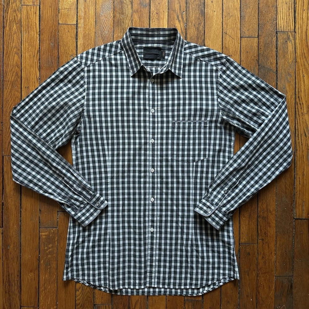 Rare Diesel Black Gold 3D Checkered Button Shirt Men 52 White Black Green Preppy